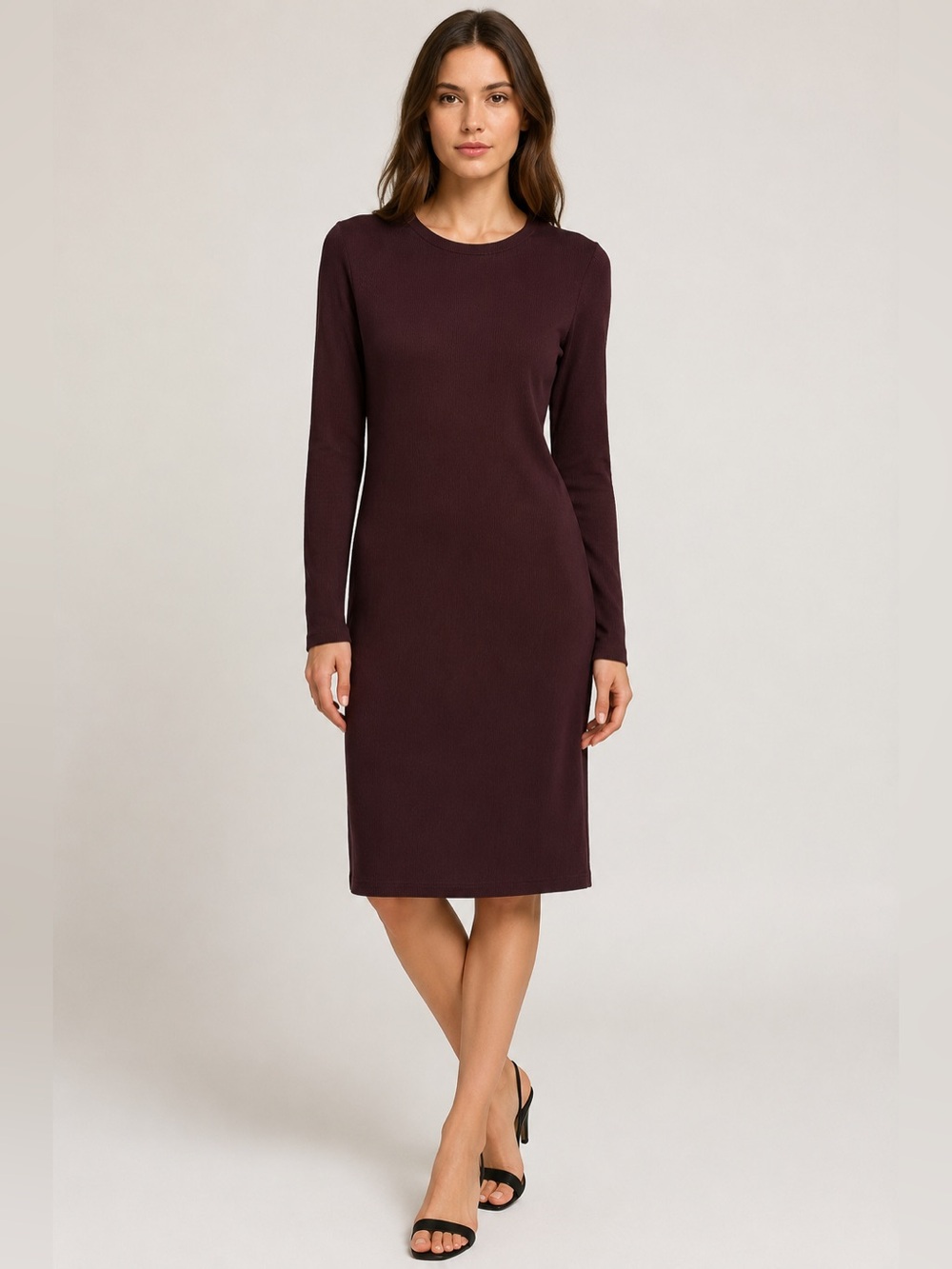 Organic Cotton Dress Groceries Apparel Large Long Sleeve Rib Eucalyptus USA New